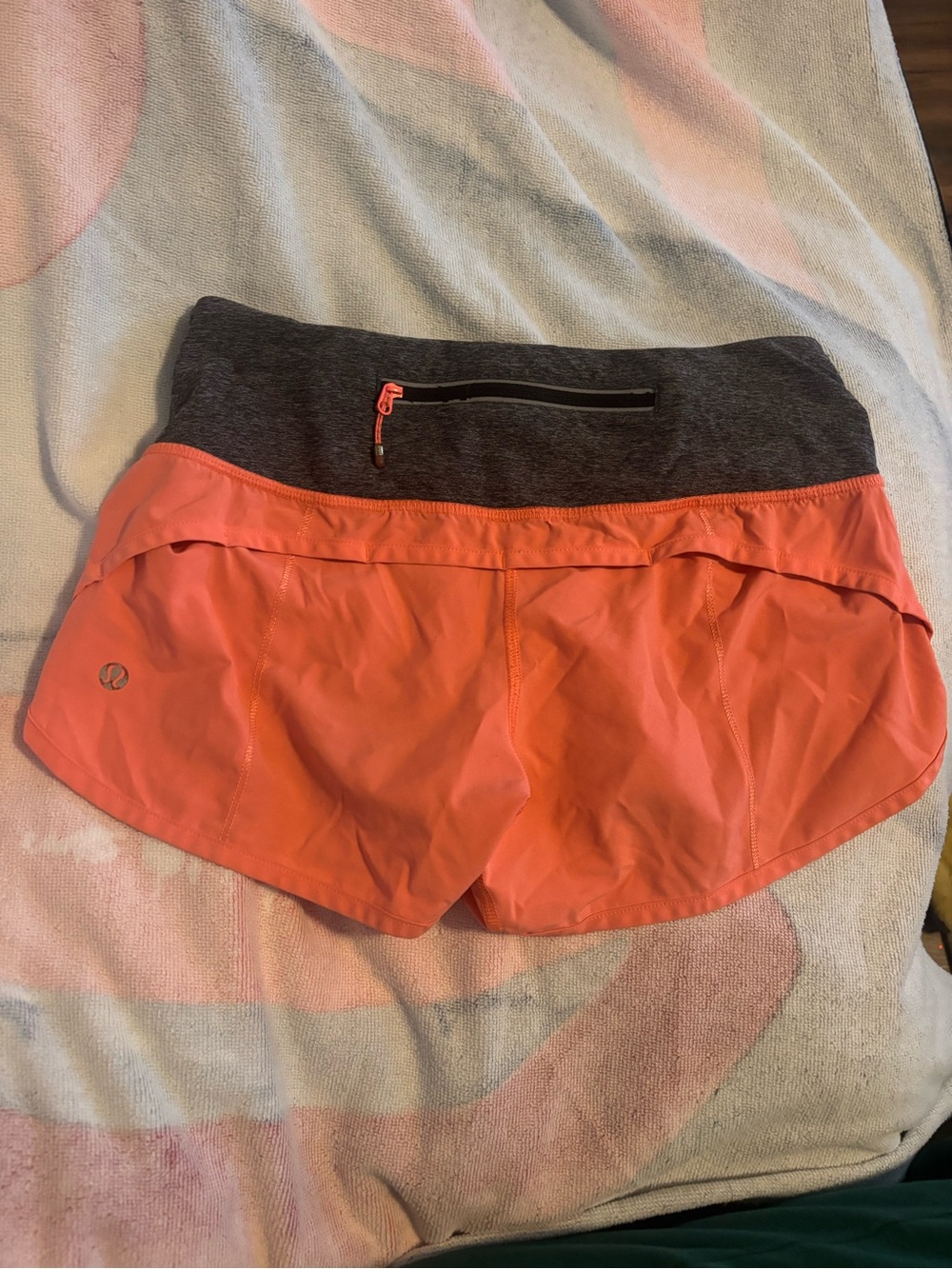 Lululemon shorts size 2 Women's Coral Running Shorts with Charcoal Waistband - Picture 2 of 3